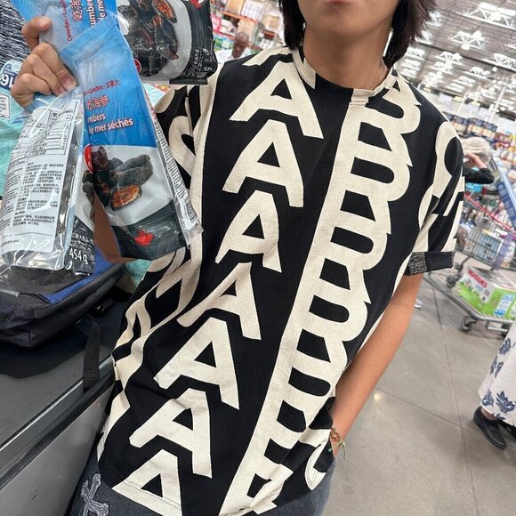 NEW! Marc Jacobs The Monogram Big Tee -Unisex -BLACK/IVORY - Picture 5 of 10